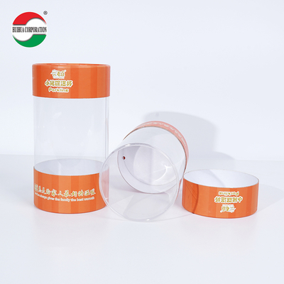 OEM Customized UV Gold Stamping Printing Cardboard Paper Tube Can Packaging with Clear PVC Window for Gift Toy Doll
