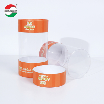 OEM Customized UV Gold Stamping Printing Cardboard Paper Tube Can Packaging with Clear PVC Window for Gift Toy Doll