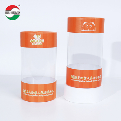 OEM Customized UV Gold Stamping Printing Cardboard Paper Tube Can Packaging with Clear PVC Window for Gift Toy Doll