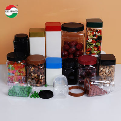 Clear Square Plastic Jar With Lids