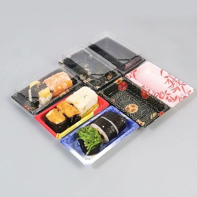 Wholesale High Transparency & Anti-fog PET Sushi Takeaway Tray Box & Clear Lids  Sashimi Thickened Platter Plastic Packaging Box