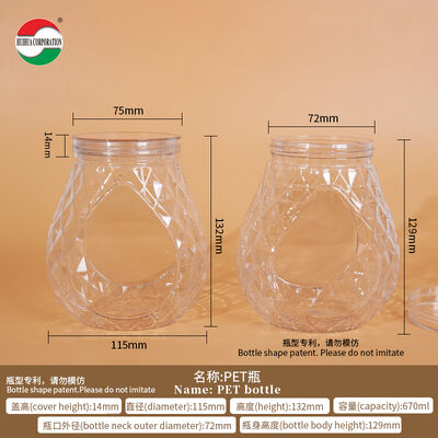 Clear Recycled Brand New Empty Jar for Customized Logo Jelly Candy Gummy Cookie Transparent PET Plastic Bottle