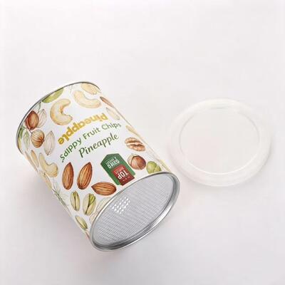 Food Grade Paper Tube Canister With Peel Off Lid Custom Printed Food Packaging Paper Can