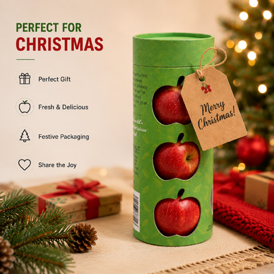Christmas Apple Gift Packaging Custom Printed Paper Tube with Window Eco Friendly Fruit Packaging