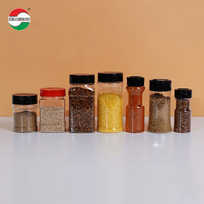 Clear PET Container Bottle Custom Color PP Lid Plastic Spice Shaker Jar for Pepper and Salt Usage