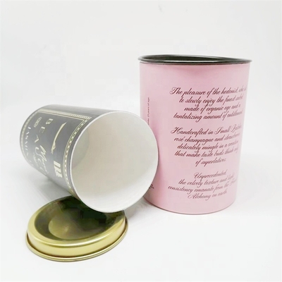Custom Paper Cans Packaging Cardboard Tea Coffee Container Tube With Metal Lid Closure