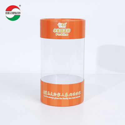 OEM Customized UV Gold Stamping Printing Cardboard Paper Tube Can Packaging with Clear PVC Window for Gift Toy Doll