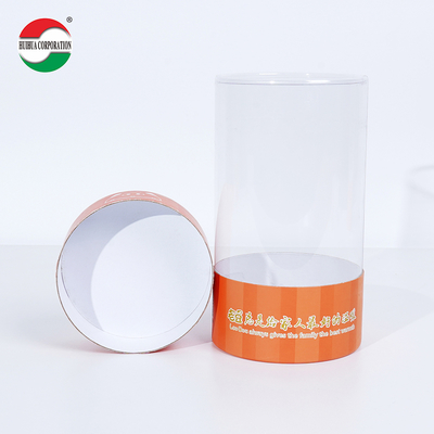 OEM Customized UV Gold Stamping Printing Cardboard Paper Tube Can Packaging with Clear PVC Window for Gift Toy Doll