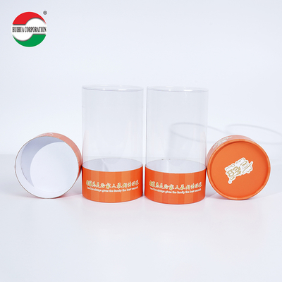 OEM Customized UV Gold Stamping Printing Cardboard Paper Tube Can Packaging with Clear PVC Window for Gift Toy Doll