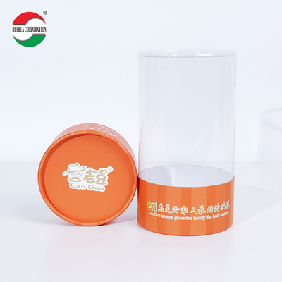 OEM Customized UV Gold Stamping Printing Cardboard Paper Tube Can Packaging with Clear PVC Window for Gift Toy Doll
