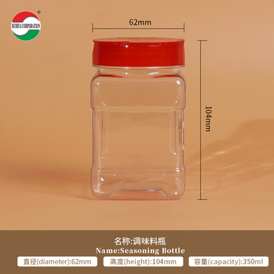350ML Plastic Shaker Bottle Pet Packing Shaker Plastic Spice Jars/Containers With Flip Top Lid