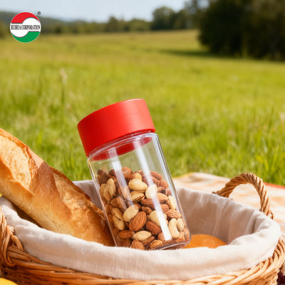 Eco-Friendly Food Grade Round PET Plastic Bottle with Color Screw Lid for Capsule Gummy Walnut Candy