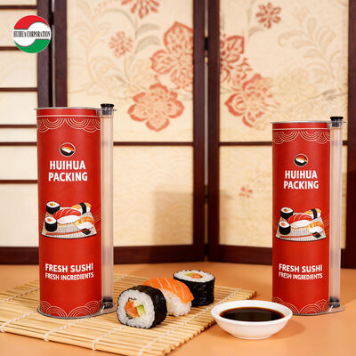 Custom Printed Food Grade Suka Sushi Push Pop Paper Tube Cylinder Paper Canister Sushi Paper Box Packaging