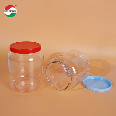 2000/2200/2625ml Food Grade Wide Mouth Clear PET Plastic Jars with Screw Lids Plastic Can clear Bottles Color Lids