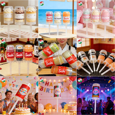 অর্থনৈতিক খাদ্য গ্রেড সুশি পপ আপ প্লাস্টিক টিউব কাস্টম নতুন ডিজাইন পিপি প্লাস্টিকের বোতল কেক জেলির জন্য প্যাকেজিং