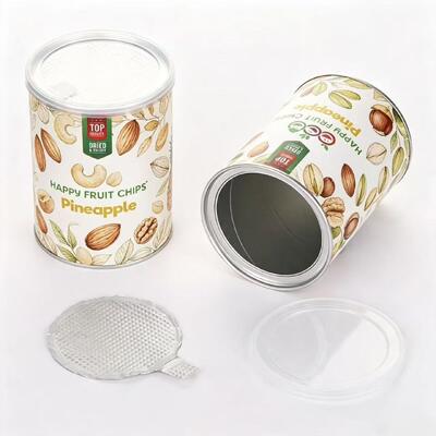 Food Grade Paper Tube Canister With Peel Off Lid Custom Printed Food Packaging Paper Can