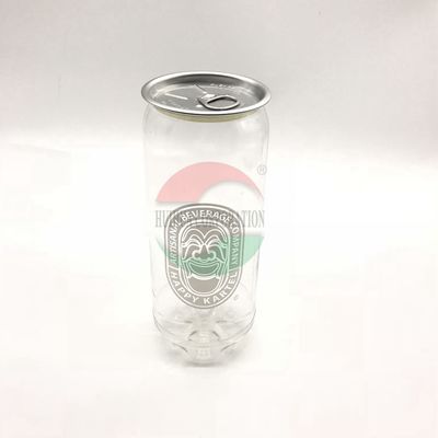 500ml স্বচ্ছ পানীয় ক্যান, খাদ্য গ্রেড পিইটি প্লাস্টিক সোডা কভার করতে পারেন