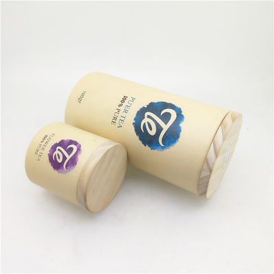Recycled Kraft Eco Friendly Cylinder Round Cardboard Paper Tube With Wooden Cover Packaging Box For Cosmetic Candle Gift