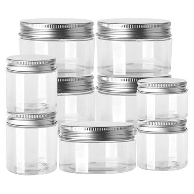 Food Grade PET Plastic Cans With Silver LIDS And Transparent Cans Of Various Sizes