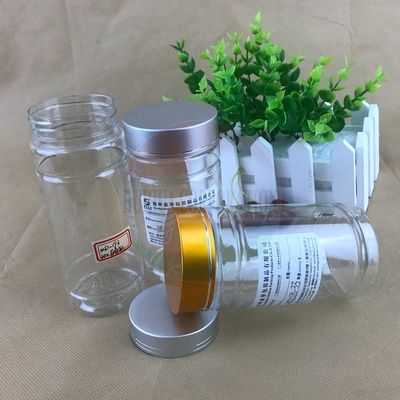 Snack Food Sealed Plastic Cylinder Packaging PET Jar Silver Aluminum Lid